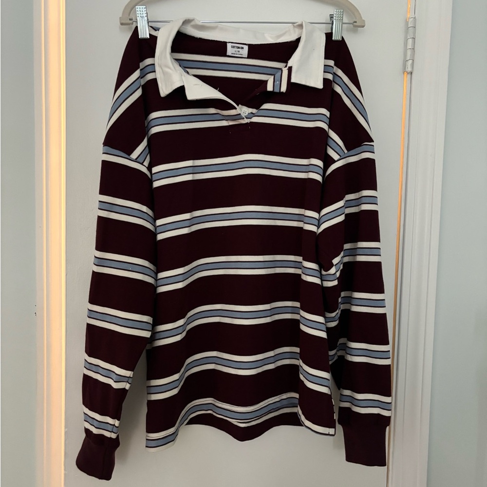 Striped Long Sleeve Polo Shirt
